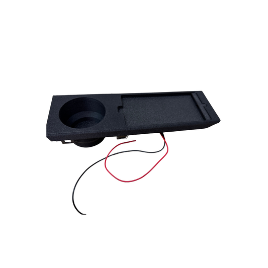 BMW E46 phone stand with wireless charger and cup holder