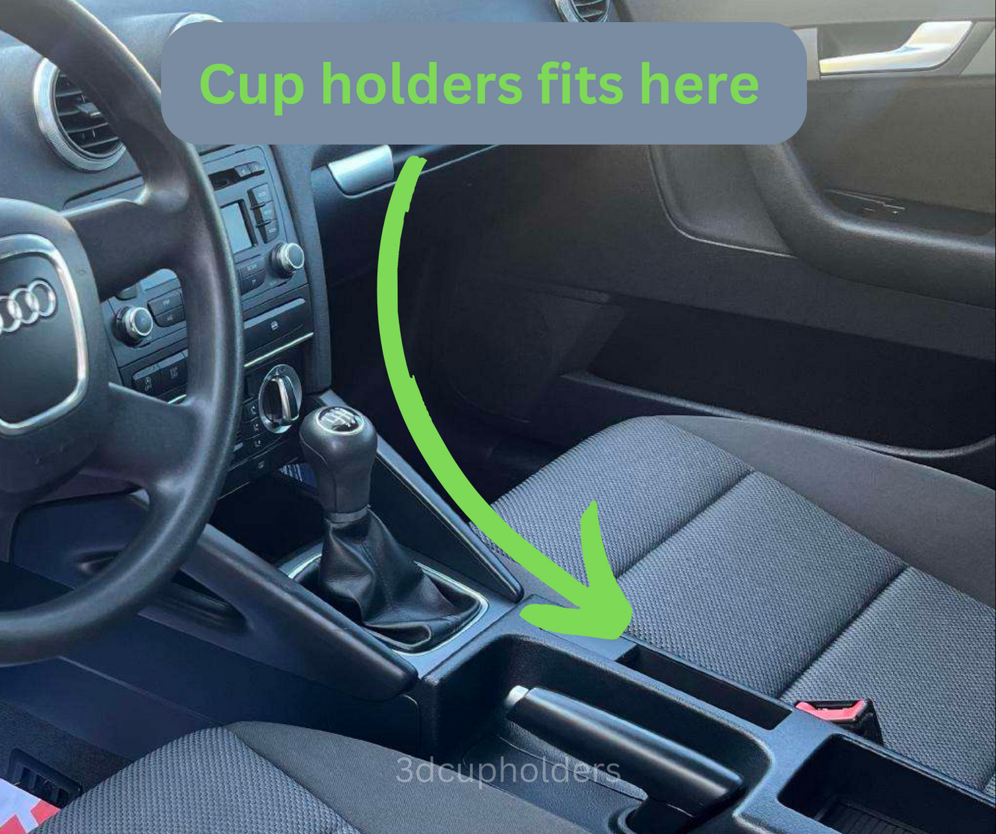Audi A3 8P center console and cup holders fitment place