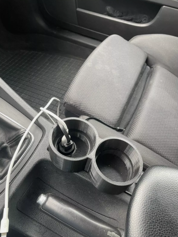 Audi A4 B6 B7 cup holders double installed, 12v socket in use