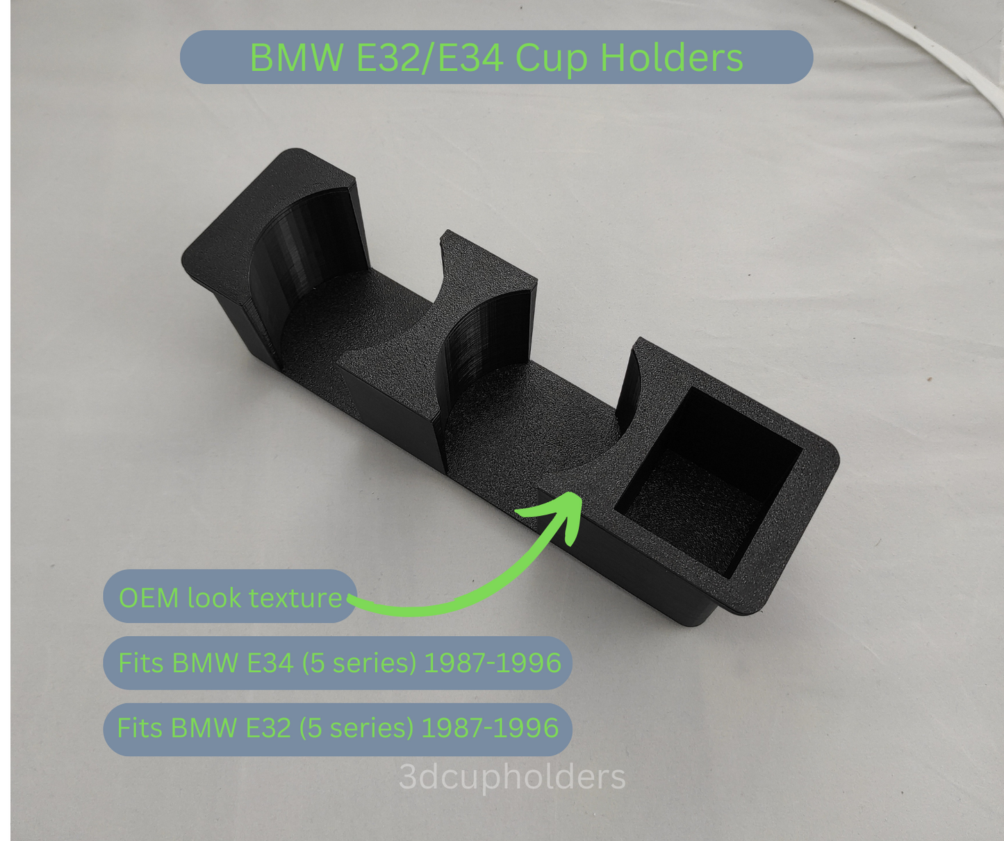 BMW E32 E34 Cup Holders (5 series) 1987-1996 OEM look Texture