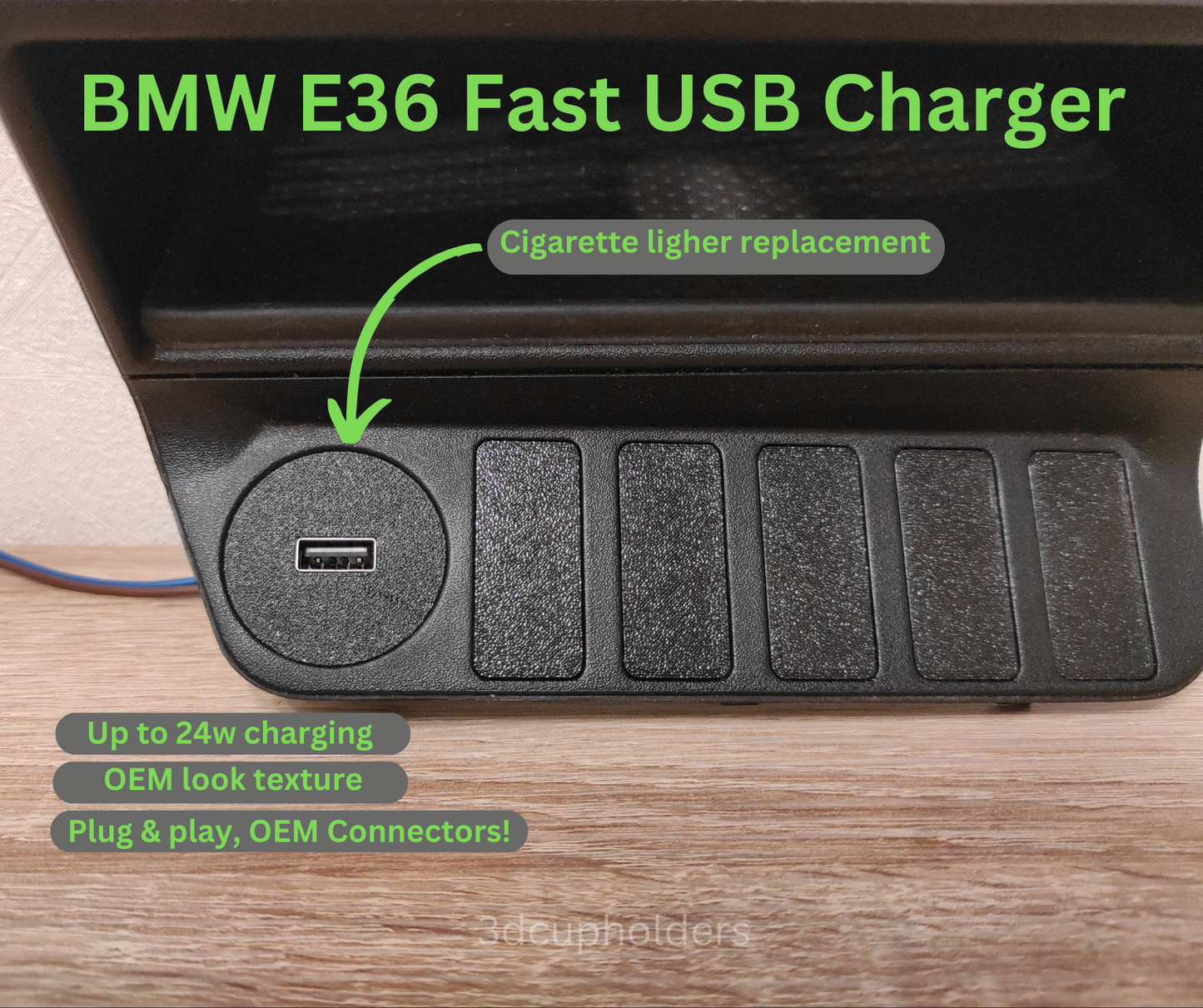 BMW E36 USB Fast Charger 24W – Cigarette Lighter Replacement