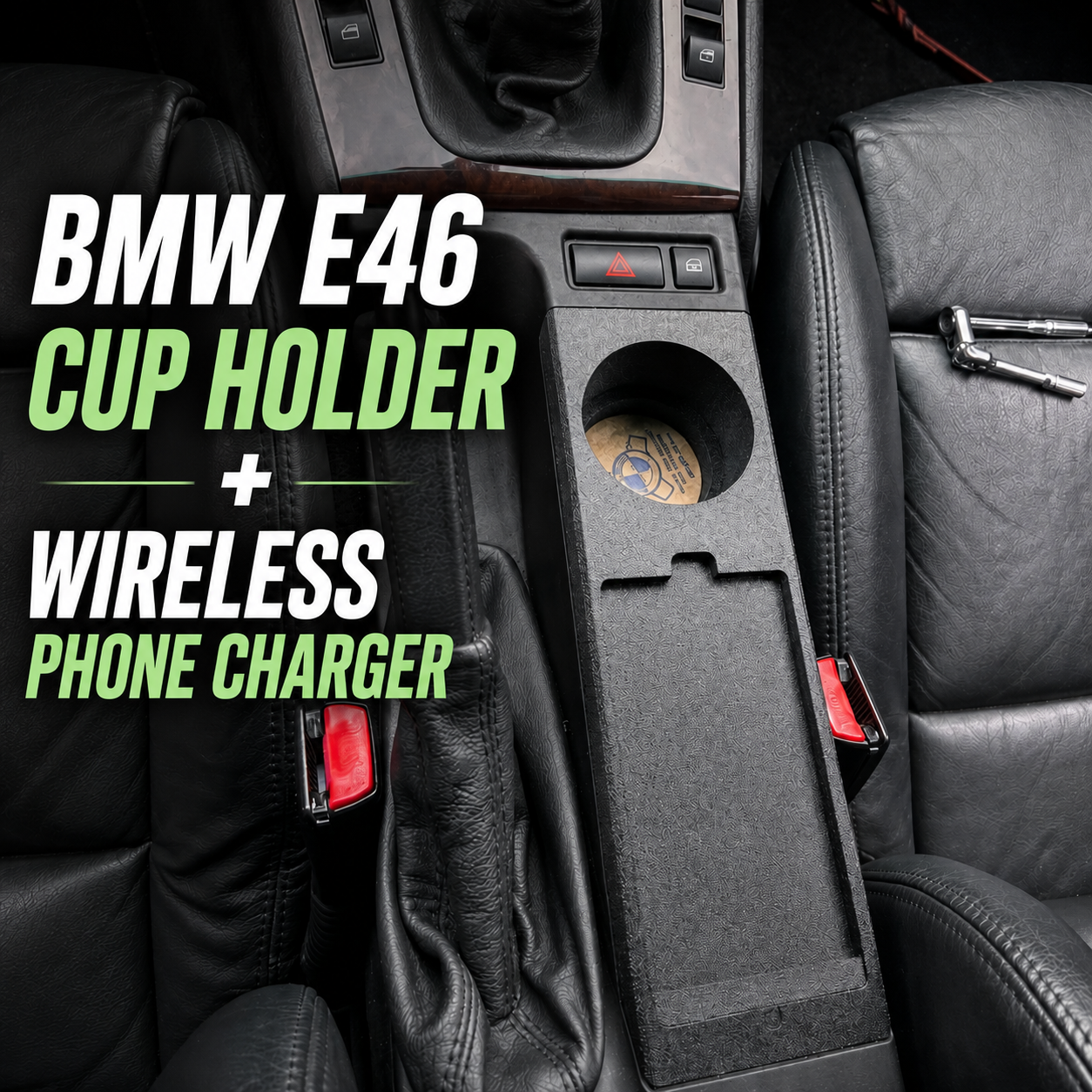 BMW E46 cup holder and wireless phone charger