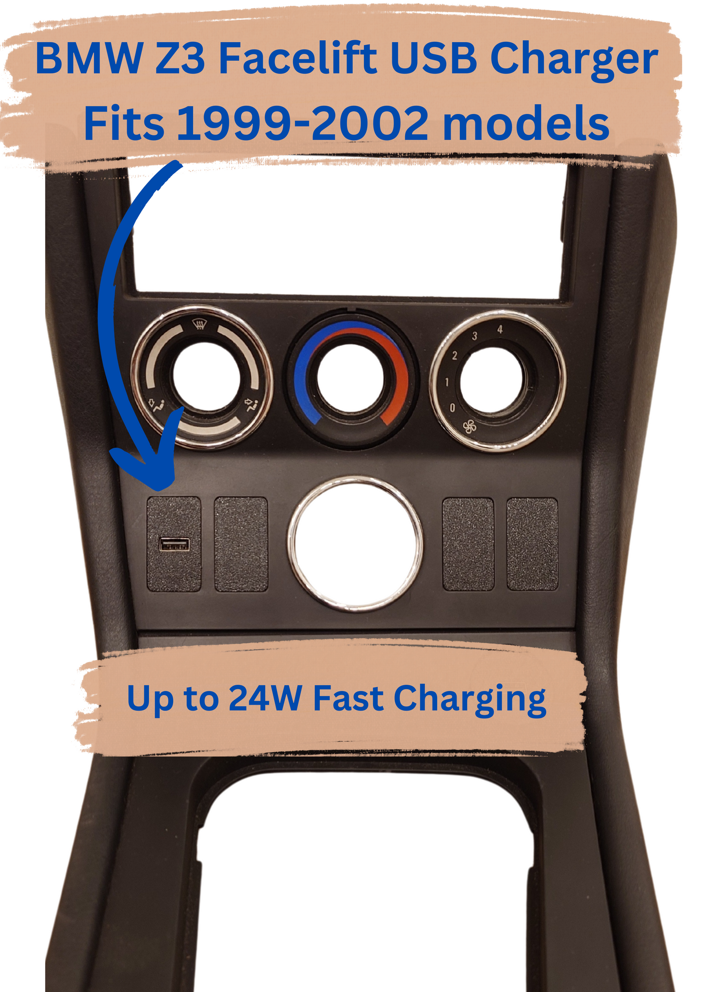 BMW Z3 Facelift USB-A Charger Button Cover (1999–2002)