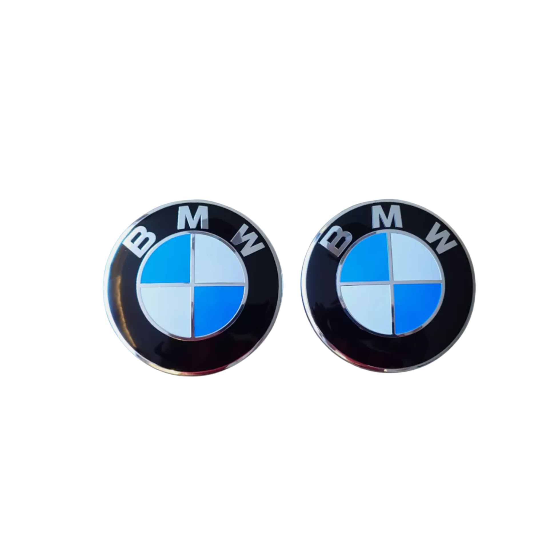 BMW front and rear emblem badge set in original blue and white OEM colors