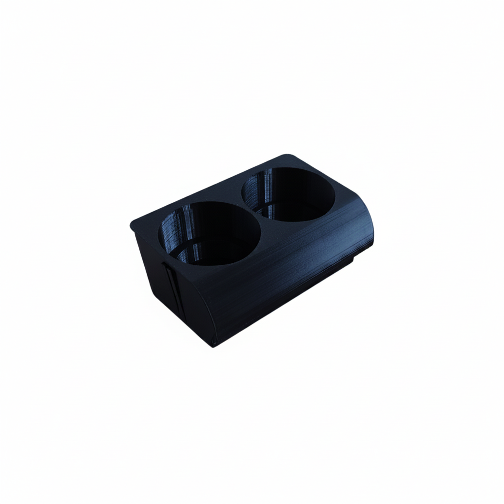 Black double cup holder on a white background