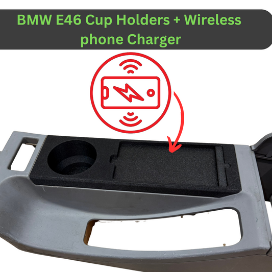 BMW E46 cup holders and wireless phone charger