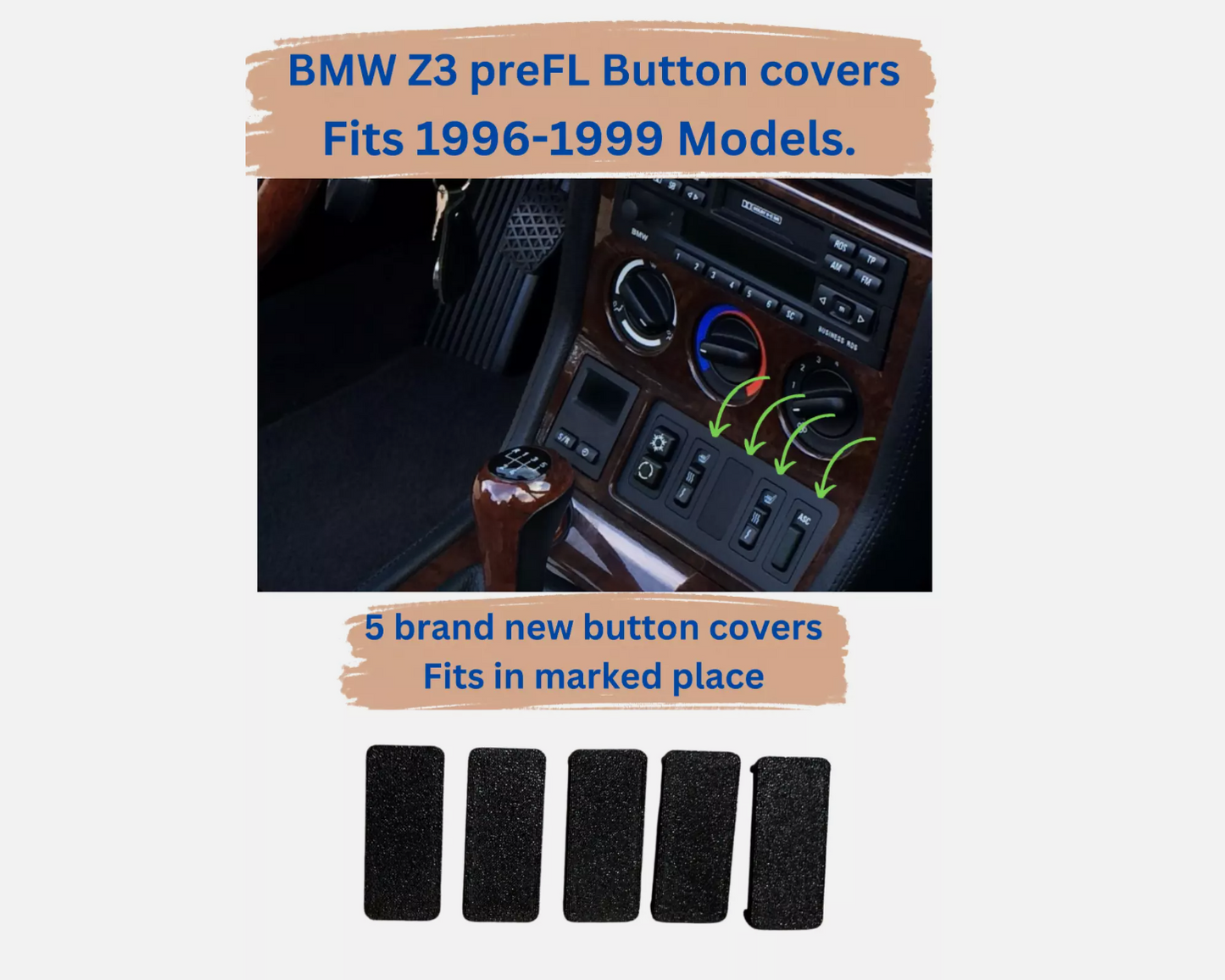 BMW Z3 PreFL (1996-1999) Console Dash Blank Switch Button Cover