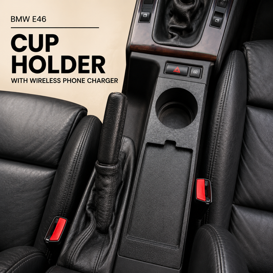 BMW E46 Cup Holder with Built-In Wireless Phone Charger